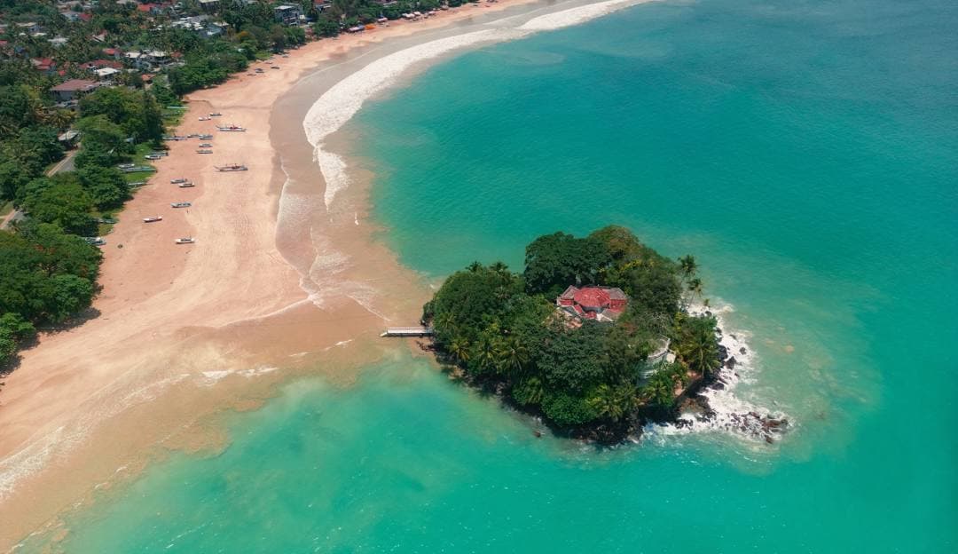Weligama Beach, a learner's surf bay on Sri Lanka's south coast